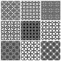 Geometric style seamless patterns set