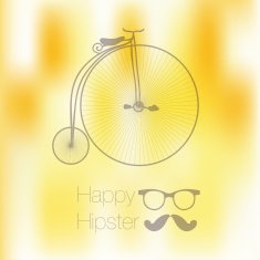 Hipster blur retro vintage label background with mustache and bicycle