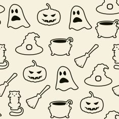 Seamless black and white halloween background N2