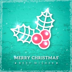 Christmas mistletoe icon on textured turquoise background