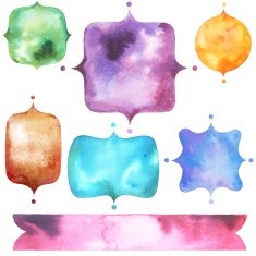 Set with hand painted bright watercolor labels N2