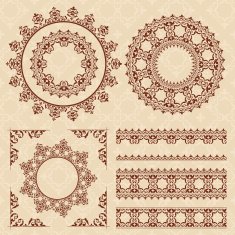 brown vintage ornaments and frames - vector set