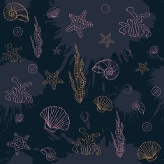 Marine algae seamless pattern