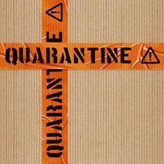seamless warning quarantine tape tile on cardboard