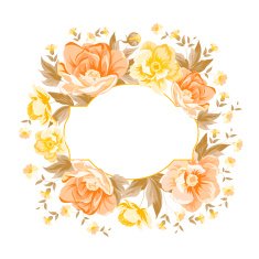 Vintage frame of yellow flowers on a white background N2