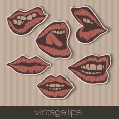 Vintage red lips vector pattern on the background N2