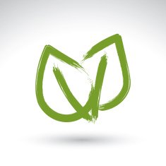Hand drawn simple vector green eco leaves icon ink brush N2