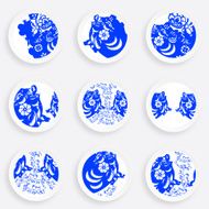 set of blue pattern plate for design
