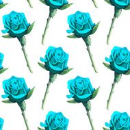 Watercolor seamless pattern with blue roses flowers N3