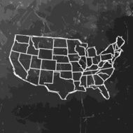 USA map sketched on dark chalkboard background N3