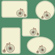 set of five blank tags with retro bike N2