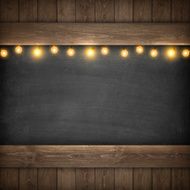 Christmas lights on wooden boards and chalkboard N3