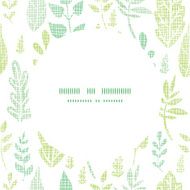 Textile textured spring leaves center frame seamless pattern background N2