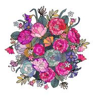 Hand drawn vintage bouquet N2