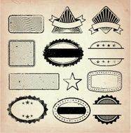 Blank custom vintage badges on old paper background N2