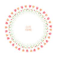 Vector watercolor floral frame Tulips Vector illustration N2