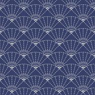 Traditional Japanese Embroidery Ornament with fans Vector seamless pattern