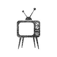 Retro tv set vector icon with hand drawn lines texture N2