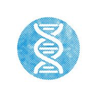 DNA vector icon with pixel print halftone dots texture