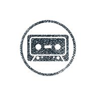 Audio cassette tape vector icon with hand drawn lines texture