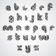 Simple shape letters digital style font hand drawn lines pattern