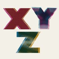 Halftone dotted font dirty grunge color pixels print texture