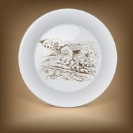 Decorative plate with image of farmhouse N5