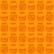 Funny colorful citrus jam jars Seamless vector pattern hand-drawn
