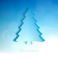 Paper Christmas Tree on blurred and bright blue background