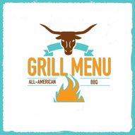 Grill Menu design template longhorn bull