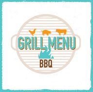 Grill Menu design template grill top with chicken pig steer