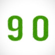 9 0 number with grass textured isolated white background vector