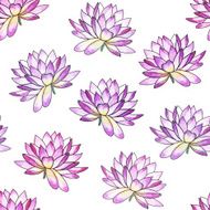 Watercolor seamless ornament with Water lily