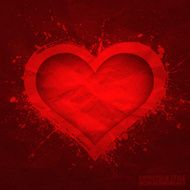 Creased old vector paper with cut red heart background