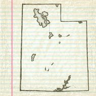 Vector Sketchy Map on Aged Lined Paper Background Utah N2