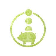 Piggy bank money vector icon with pixel print halftone dots