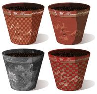 four empty flower pots with shadow