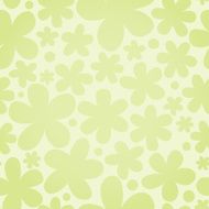 Green seamless pattern with simple flowers