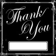 Retro black and white script text Thank You card design
