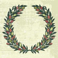Olives Laurel Wreath With grunge Texture Illustration