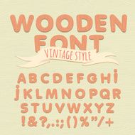 Vintage wooden alphabet Flat style N2