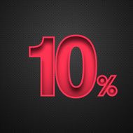 Ten Percent Design (10 ) Red number on Carbon Fiber Background