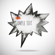 Black watercolor blob isolated on white N41