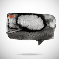 Black watercolor blob isolated on white N45