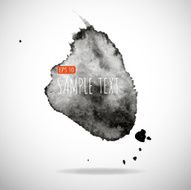 Black watercolor blob isolated on white N50