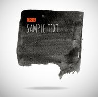 Black watercolor blob isolated on white N51