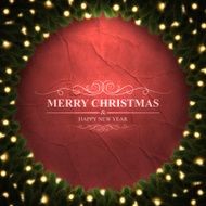 Merry Christmas lettering on crumpled paper with bright wreath