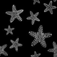 Strict black and white pattern with seafishes Seamless vector pattern