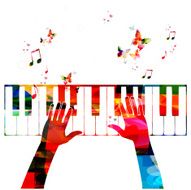 Colorful music background with piano
