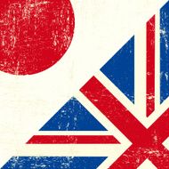 English and Japan grunge Flag